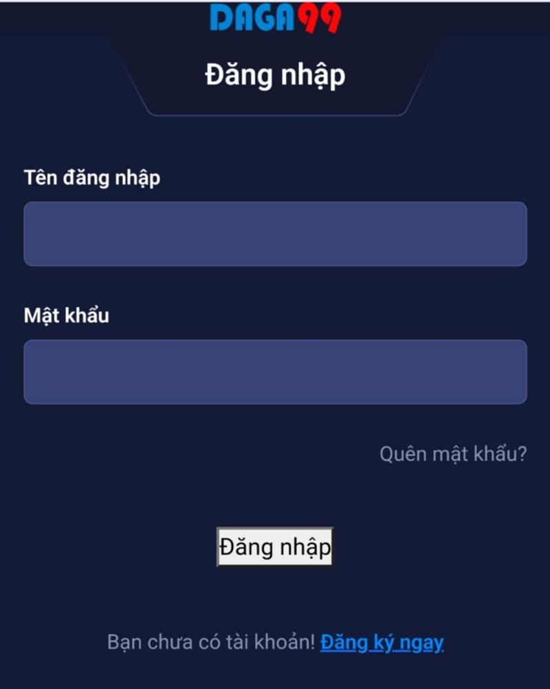 Nhập đúng thông tin đăng nhập Daga99