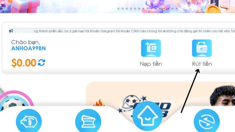 Người chơi đăng nhập và thực hiện giao dịch rút tiền Daga99